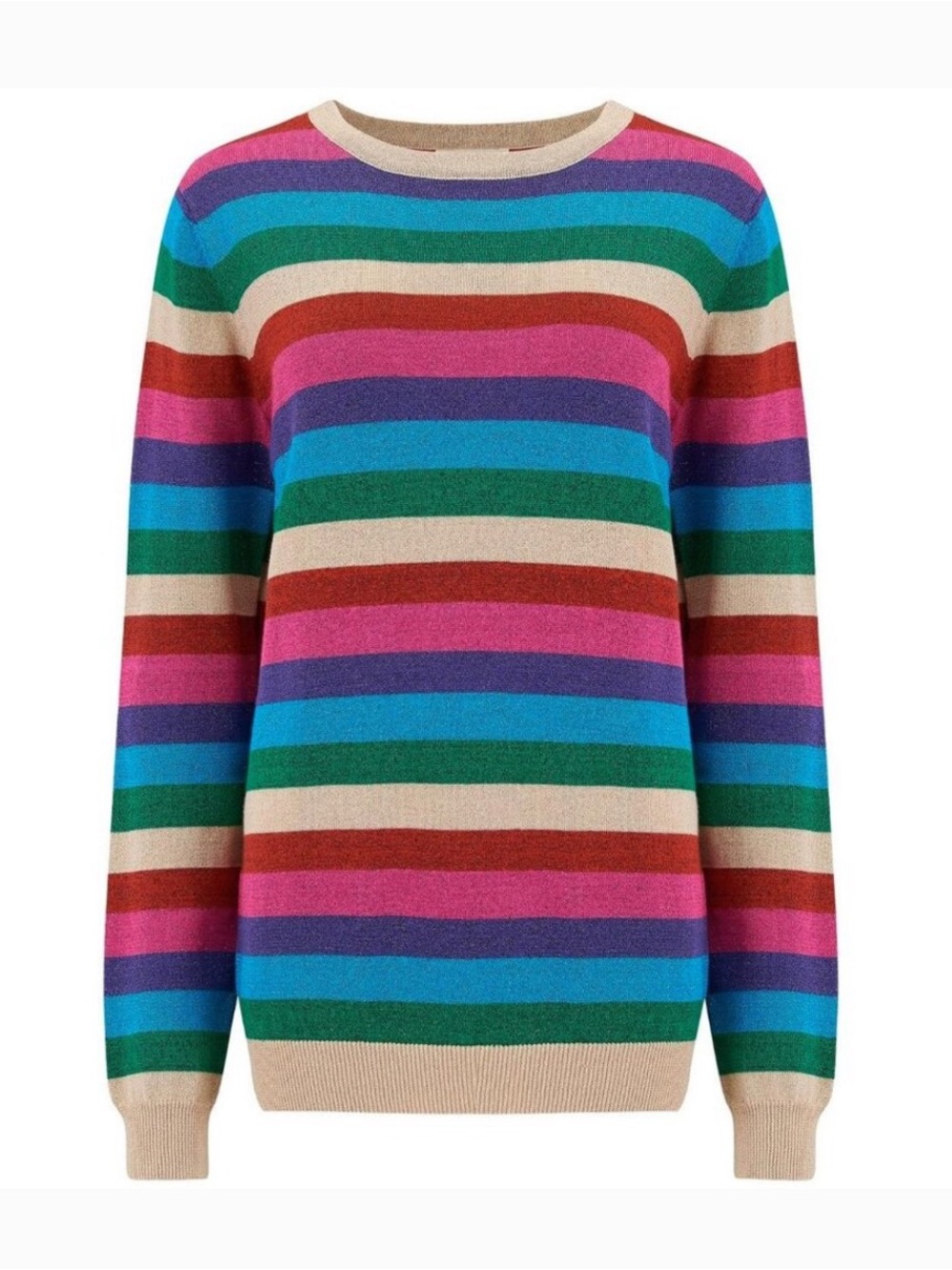 Sugarhill Brighton | Women’s Multicolor Striped Glitter Crewneck Sweater Size 12